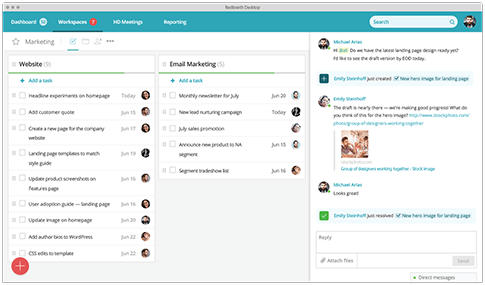 Capture d'écran de l'appli de bureau - Application de bureau : Productivité sans distraction avec Redbooth