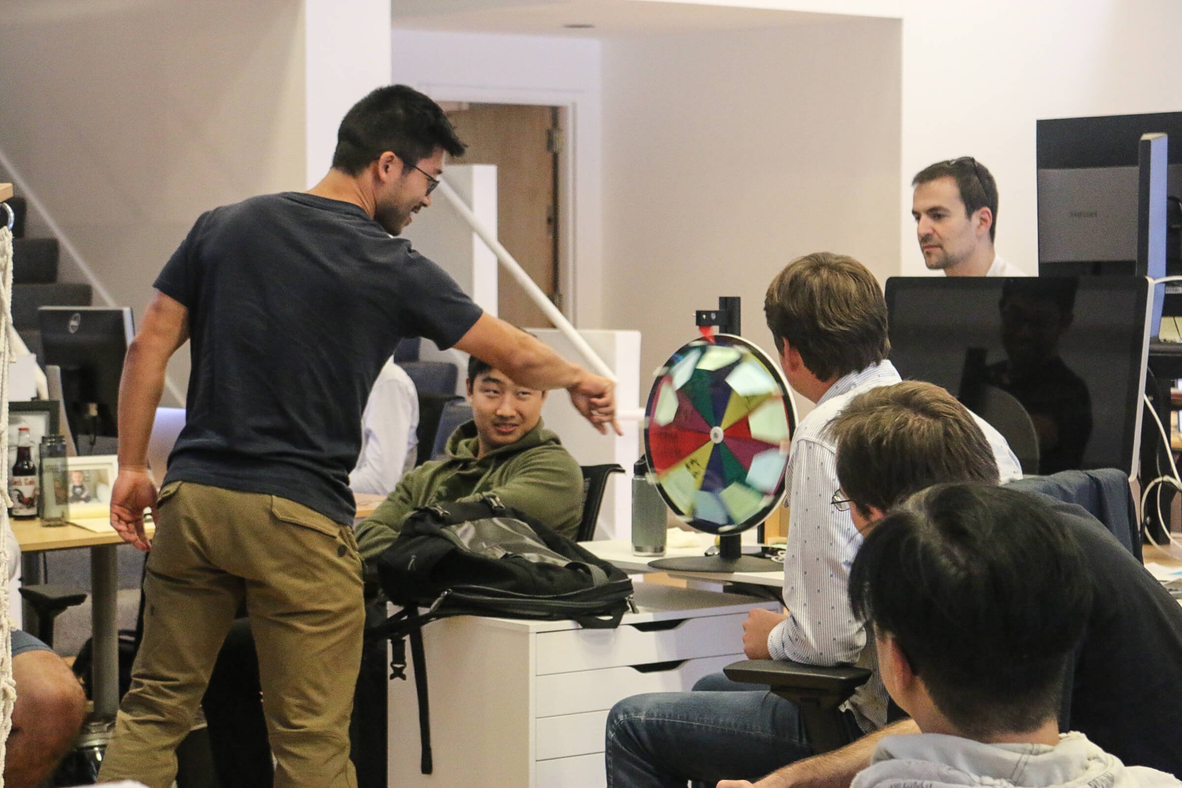 Redbooth team member spins wheel of ideas for Hackathon project