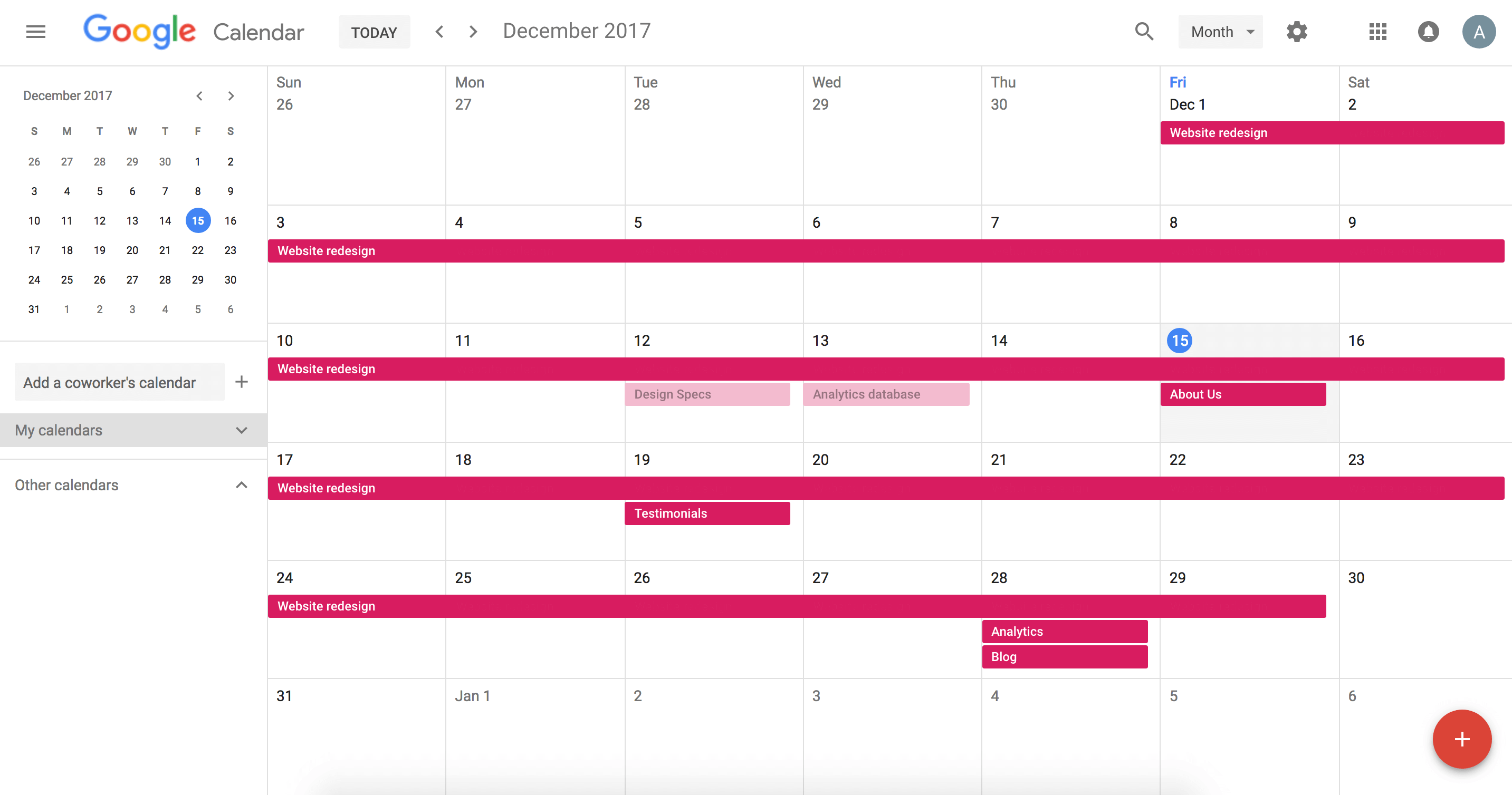 using google calendar for project management