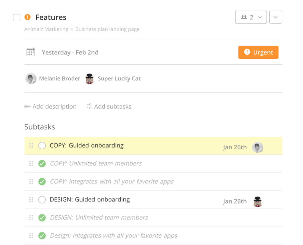 redbooth tasklist shows effective workplace communication around a task assigned to multiple people