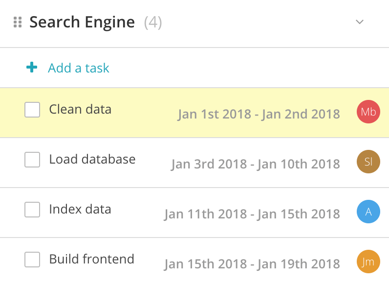 search engine project tasks and timeline assignments in Redbooth