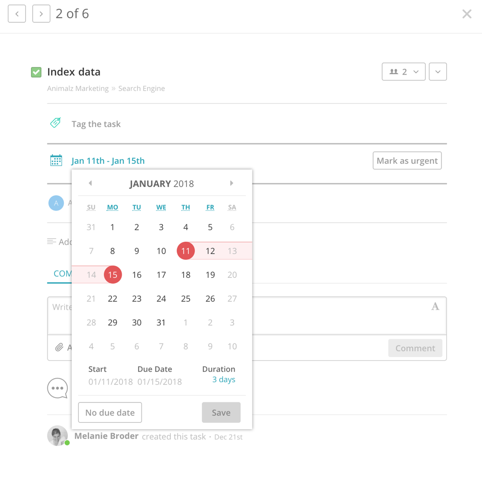 Redbooth Calendar view - Getting Started with Project Management
