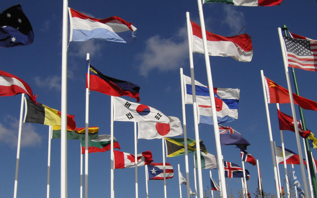 international flags waving