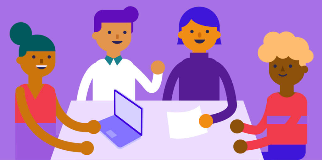 illustration of team members getting started on a project