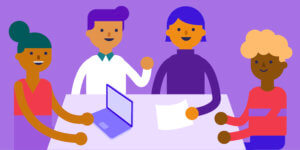 illustration of team members getting started on a project