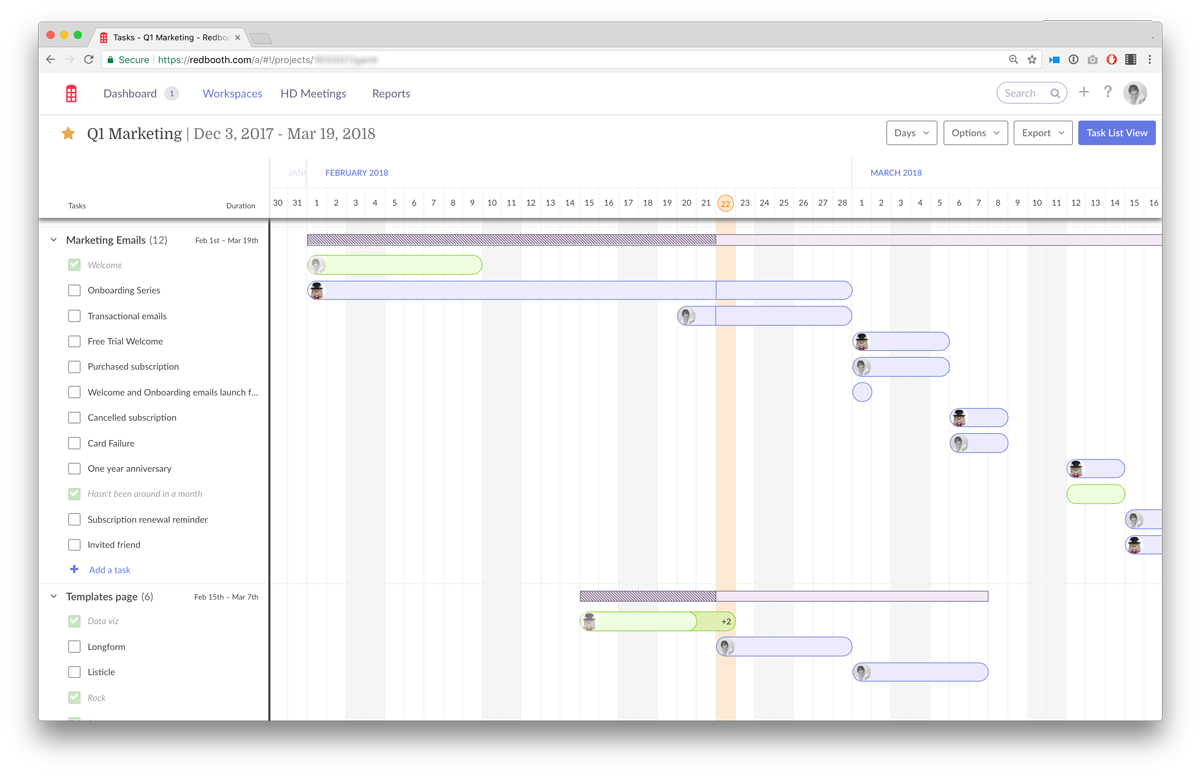 redbooth timeline view