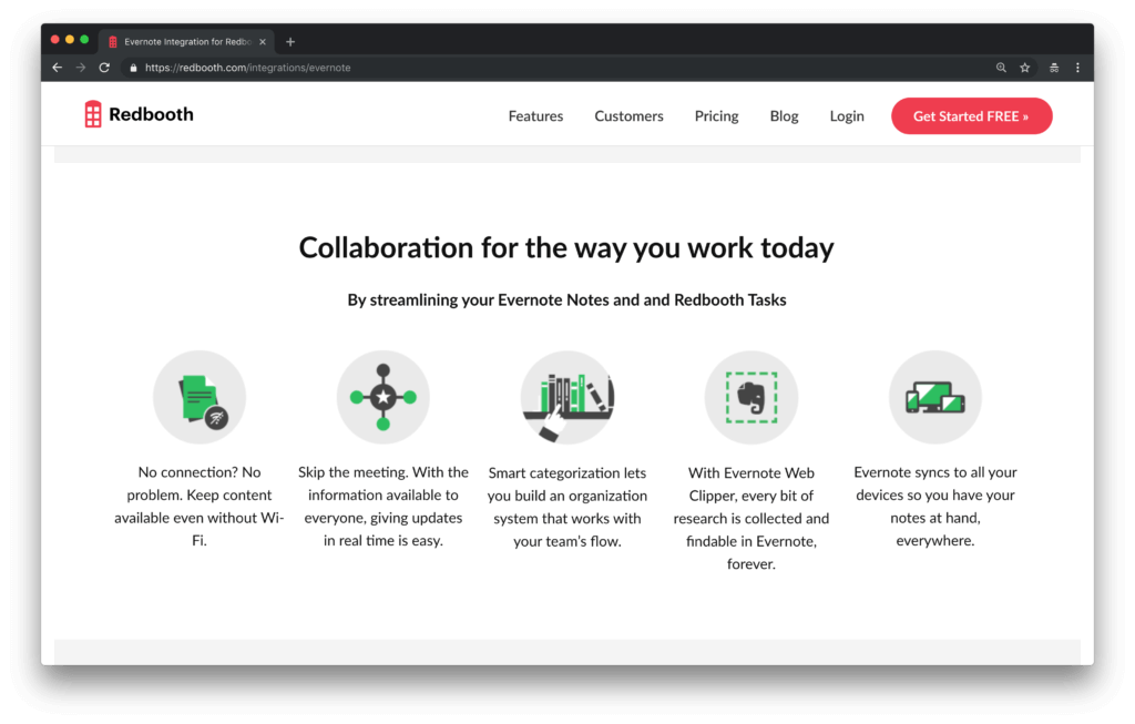 Image of Evernote-Redbooth - marketing page