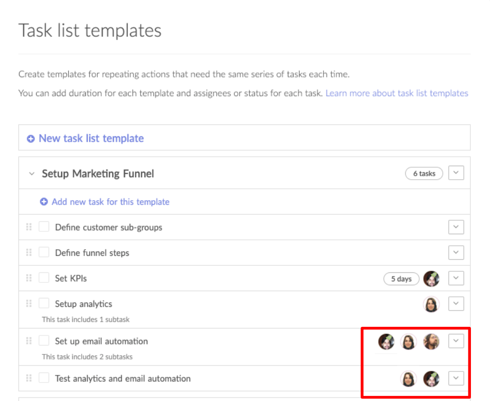 You can now add multiple assignees to you task list templates!